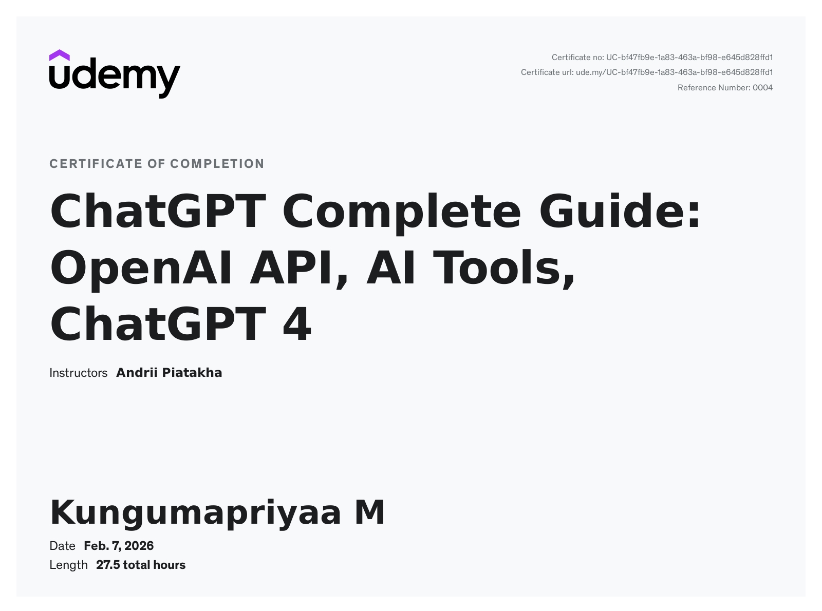ChatGPT Complete Guide: OpenAI API, AI Tools & ChatGPT 4 certificate