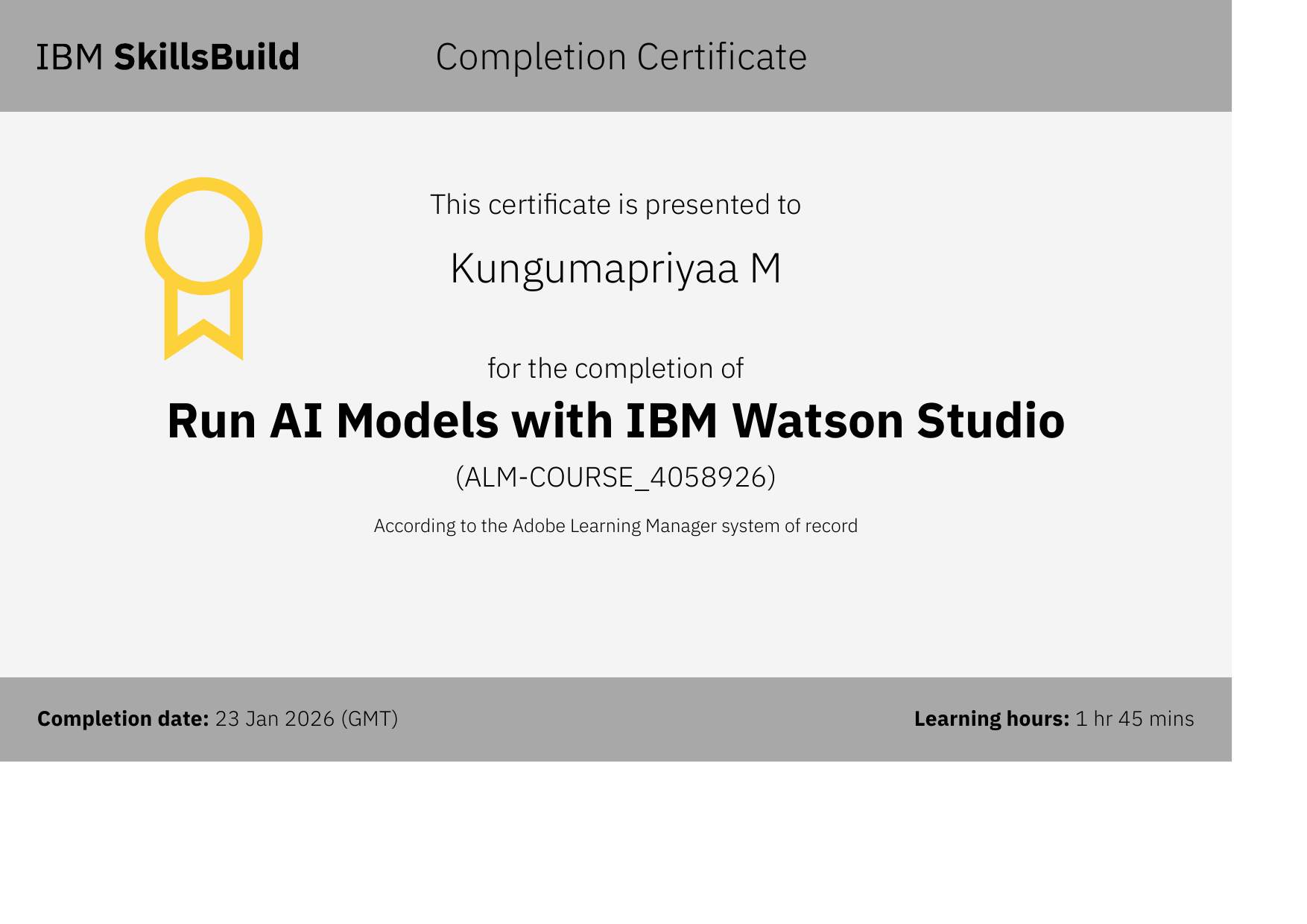 AI Fundamentals Specialization certificate
